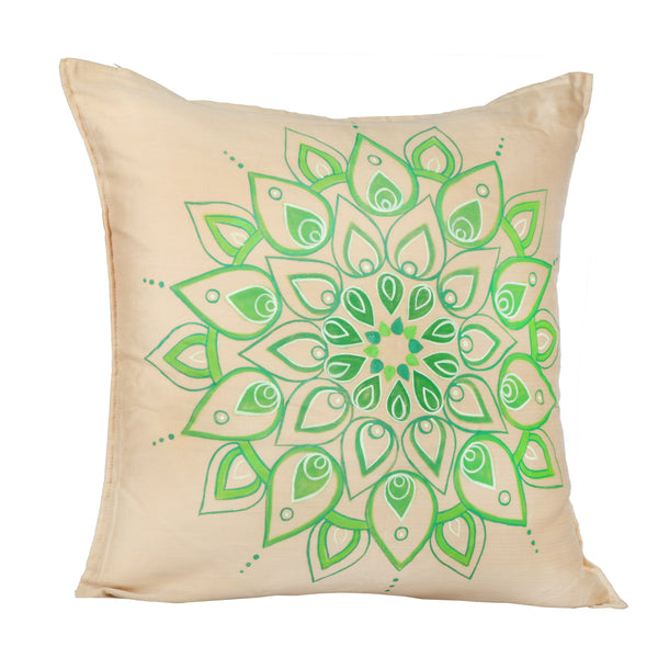 Mandla Green Handpainted Cushion Cover