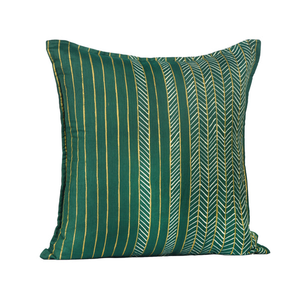 Handpainted Green Cushion Cover