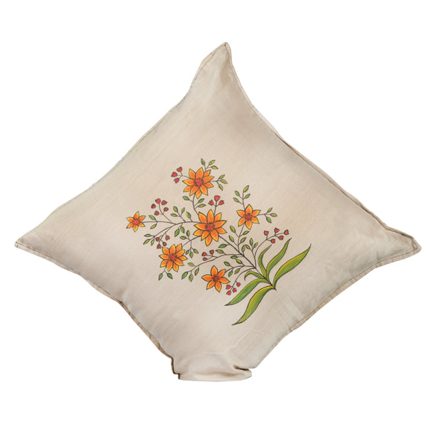 Mughal Sunflower Handpainted Cushion Cover