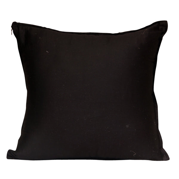 Black Handloom Handpainted Cushion Cover