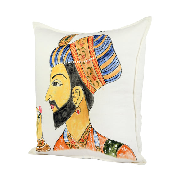 Mughal Raja Handpainted Cushion Cover