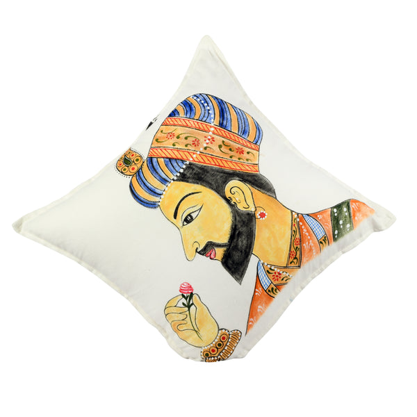 Mughal Raja Handpainted Cushion Cover