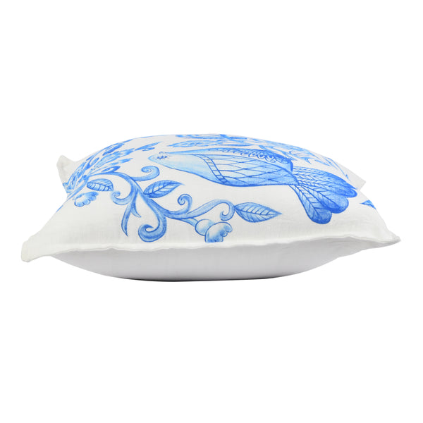Blue Pottery Khadi Handpainted Cushion Cover