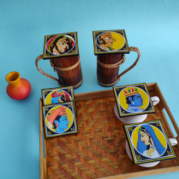 Wooden Canvas Coasters Bunch of 6 - Guthali