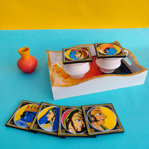 Wooden Canvas Coasters Bunch of 6 - Guthali