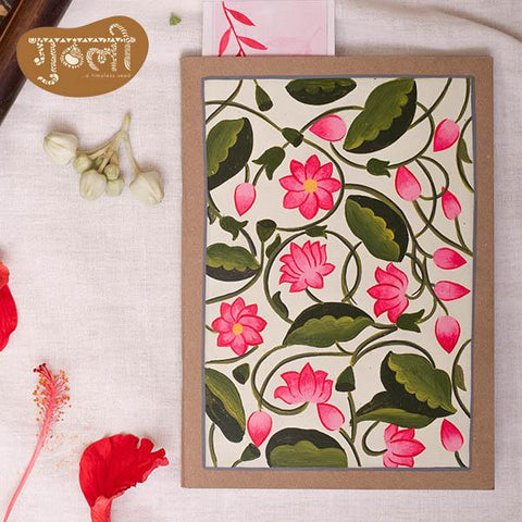 Hand Painted Diary-Lotus Pichwai,Handicraft, Hand Crafted Diaries, Notebooks