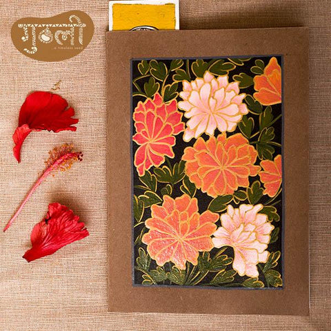 Hand Painted Diary-Persian Bunch,Hand Painted Stationary, Diaries For Gifting