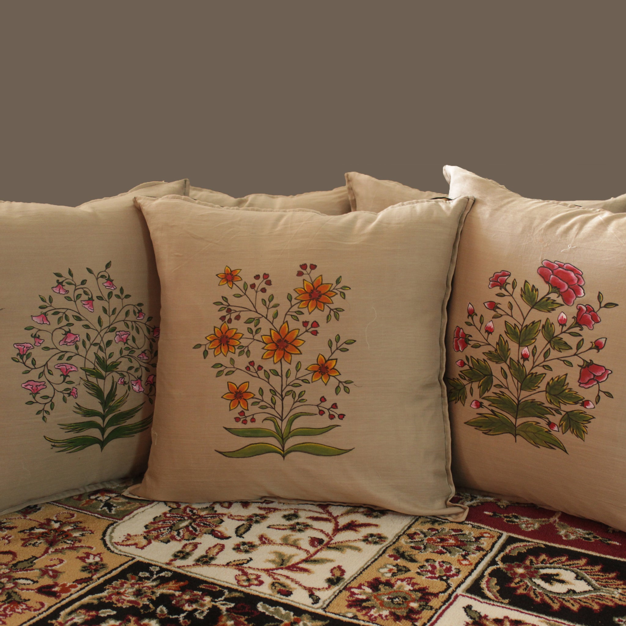 Buta (Flower) Cushion Cover  Set of 3 - Guthali
